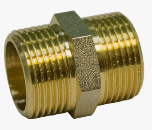 Ниппель латунный переходной НР (НАР) Ду 20-10 (3/4"- 3/8") никель Aquasfera