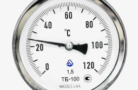 Термометр биметаллический осевой ТБ-100 G 1/2 Ру-25 от 0 до +150°C, ножка 100 мм