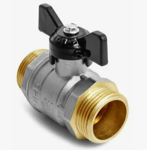 Кран латунный Ду-15 (1/2") Ру-40 НР (НАР) никель полнопроходной бабочка LD Pride 47.15.Н-Н.Б.
