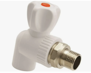 Кран PP-R Дн 20-1/2" НР (НАР) угловой для радиатора белый VALFEX